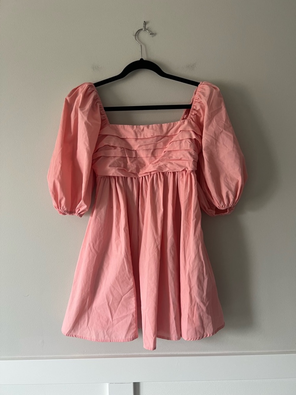 Abercrombie Pink Puff Sleeve Mini Dress Cottagecore Smocked Babydoll Size S - Picture 4 of 8